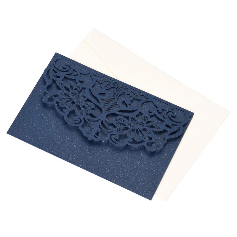 FOMTOR Laser Cut Wedding Invitation Cards Set w/Envelopes & Inserts & Seals â€“ for Wedding, Bridal Shower, Graduation, Birthday Party, Engagement, Anniversary Blue 40Pcs - Image 5
